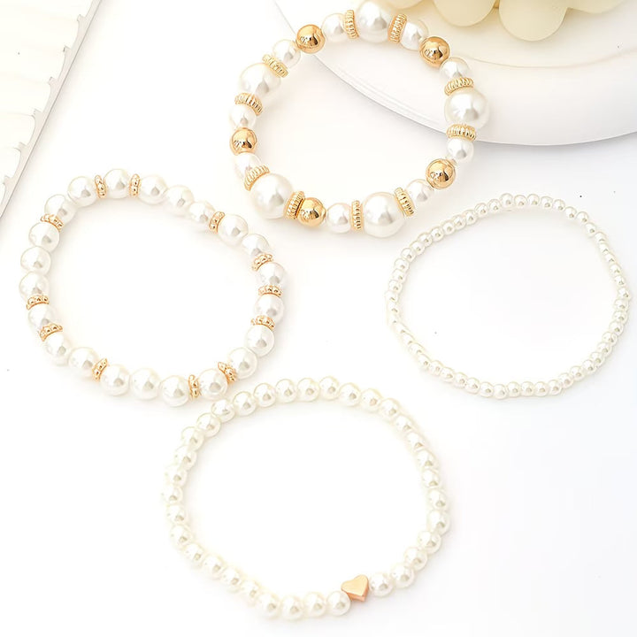 Set of Stackable Pearl Bracelets of 4