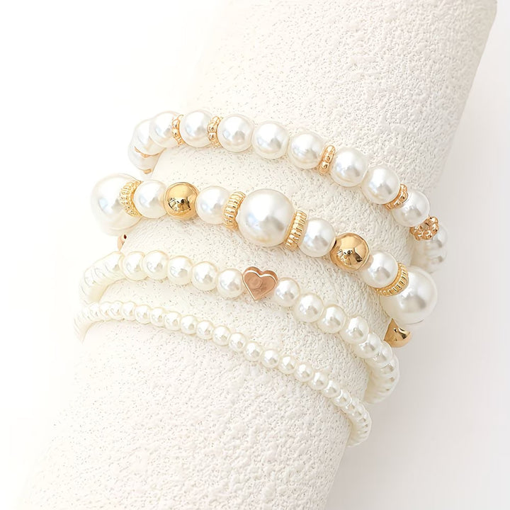Set of Stackable Pearl Bracelets of 4