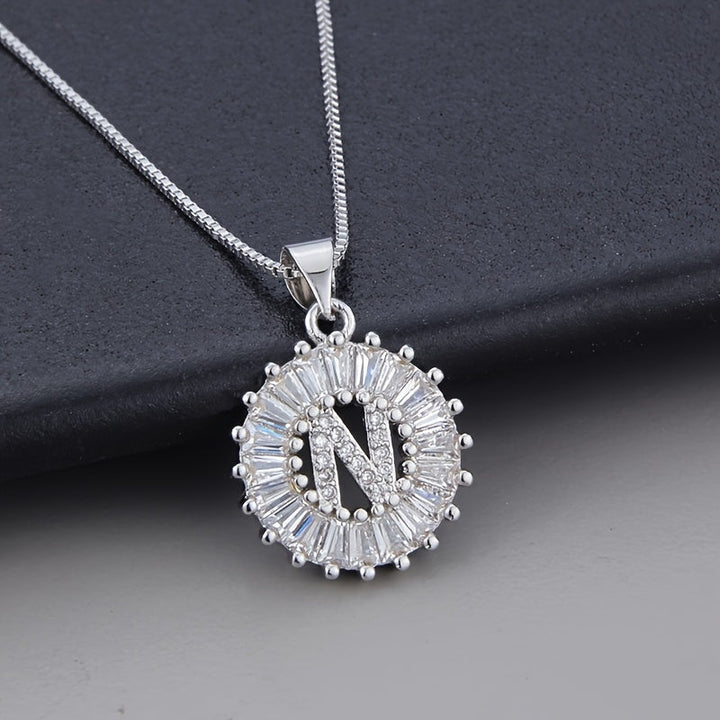 White Gold and Zirconia Initial "Z" Necklace
