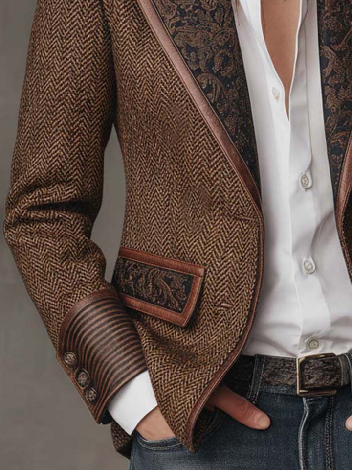 Herringbone Panel Blazer