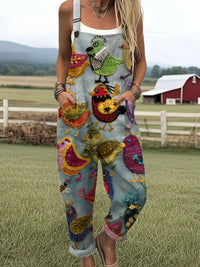 Anya™ - Retro Colorful Bird Print Jumpsuit