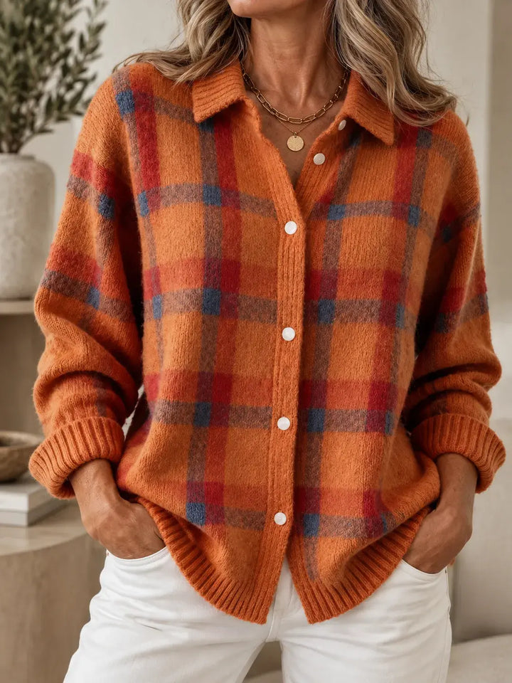 Emma™ - Timeless Plaid Knit Cardigan