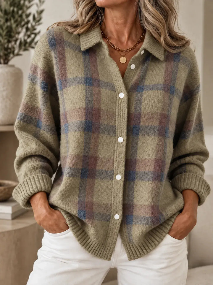 Emma™ - Timeless Plaid Knit Cardigan