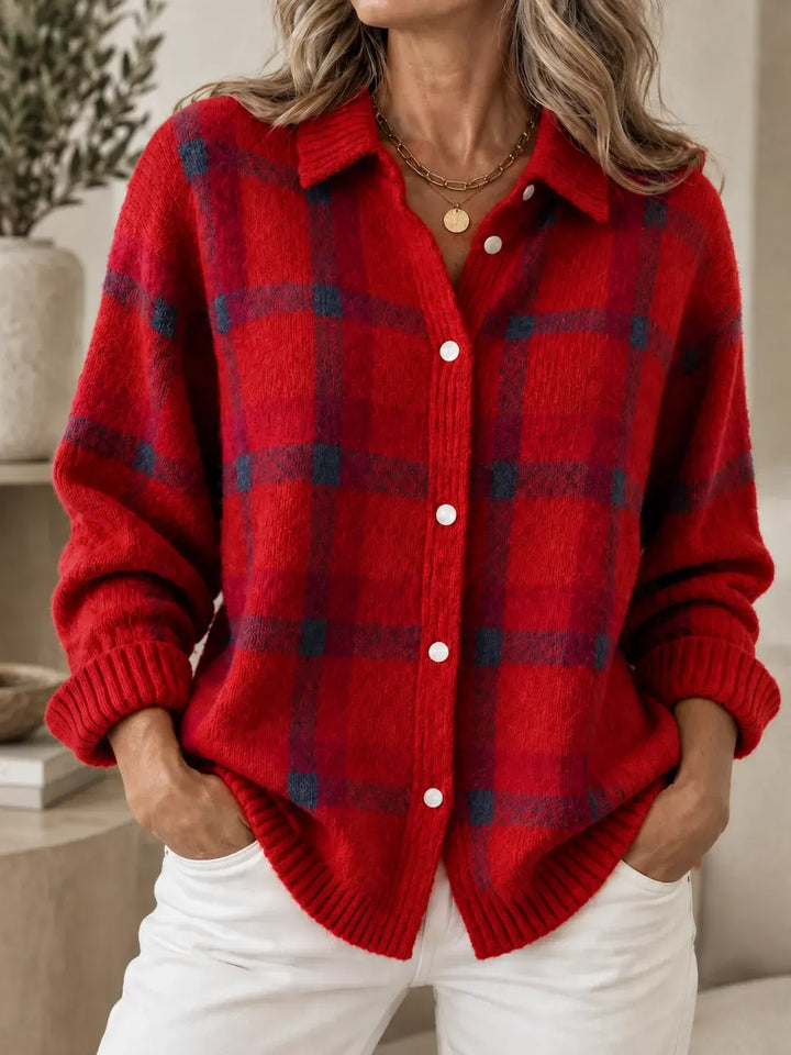 Emma™ - Timeless Plaid Knit Cardigan