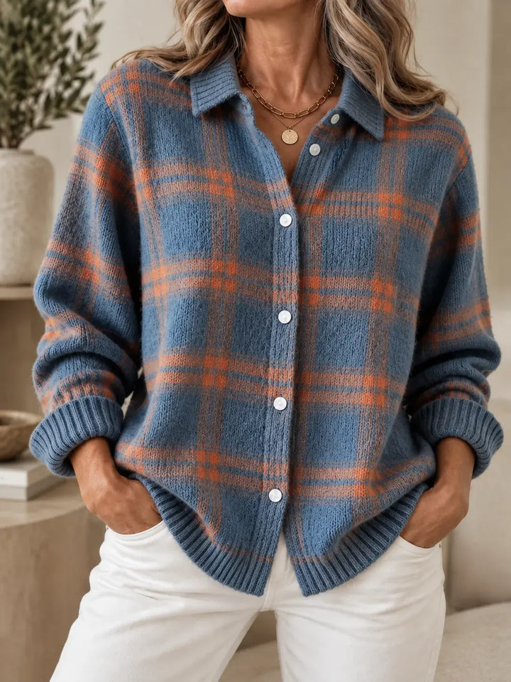 Emma™ - Timeless Plaid Knit Cardigan