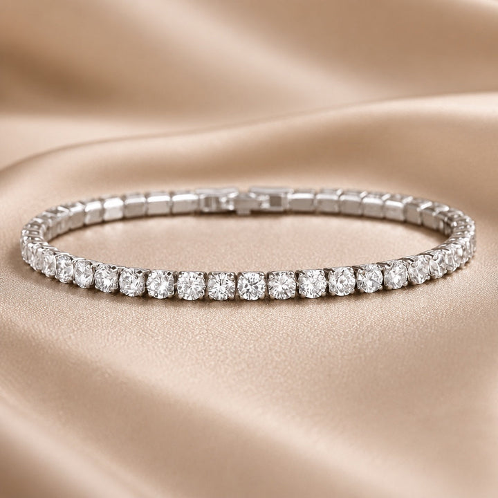 Crystal Tennis Bracelet in White Gold