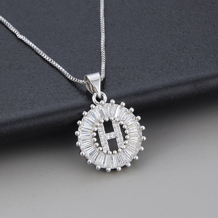 White Gold and Zirconia Initial "Z" Necklace