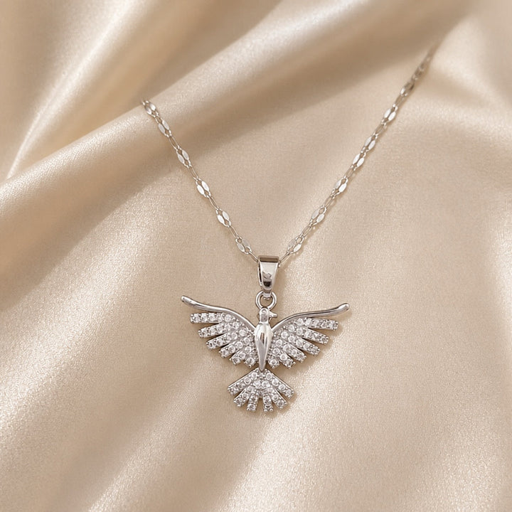 Phoenix Necklace with White Gold and Zirconia