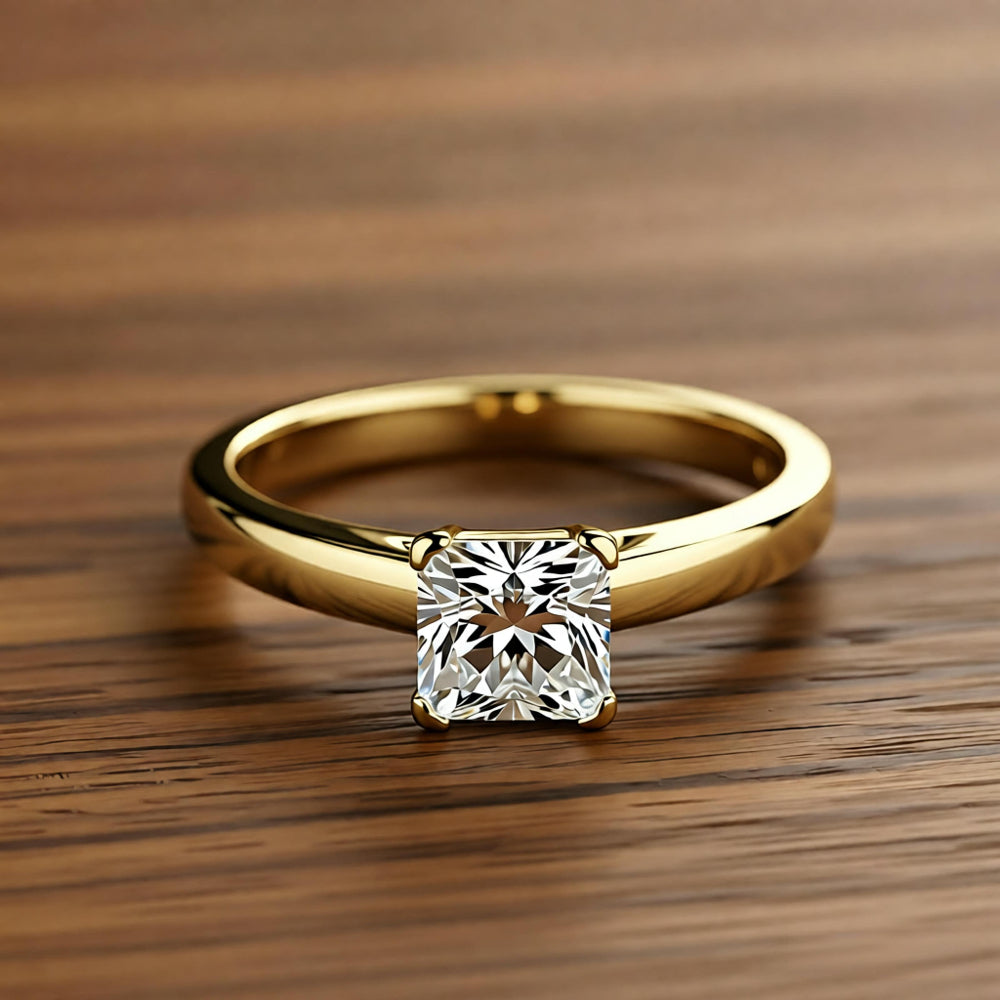 Square Crystal Ring in White Gold