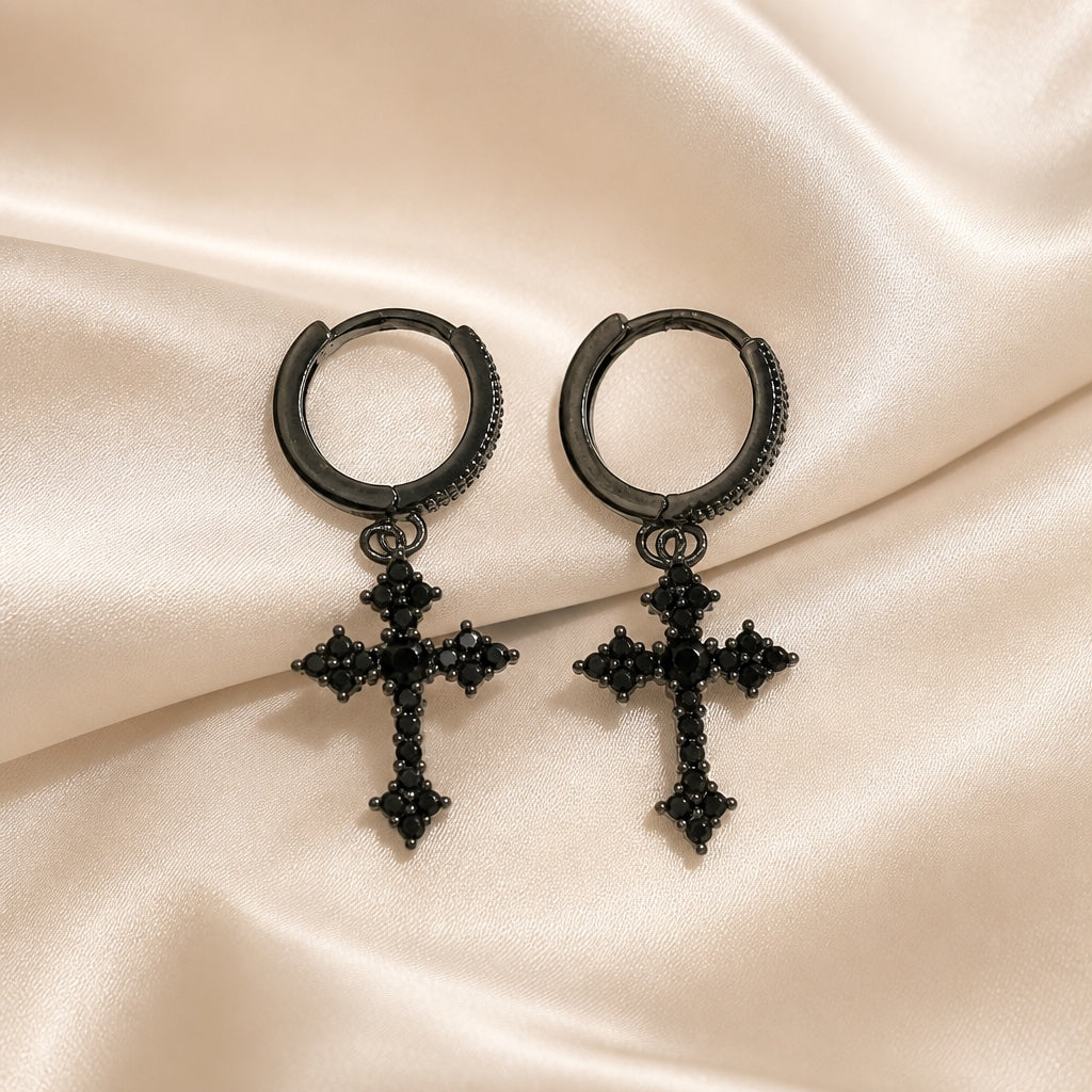 Zirconia-Inlaid White Gold Earrings