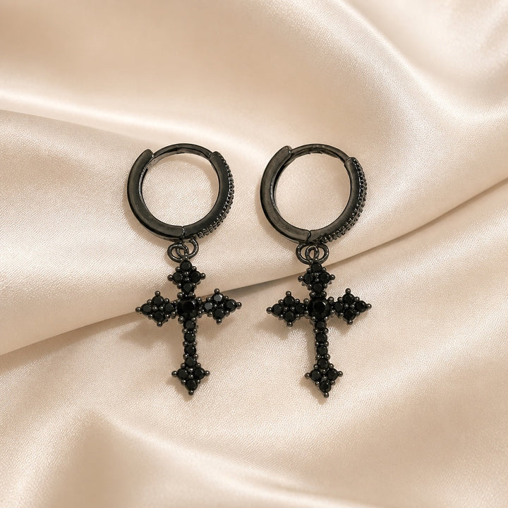 Zirconia-Inlaid White Gold Earrings