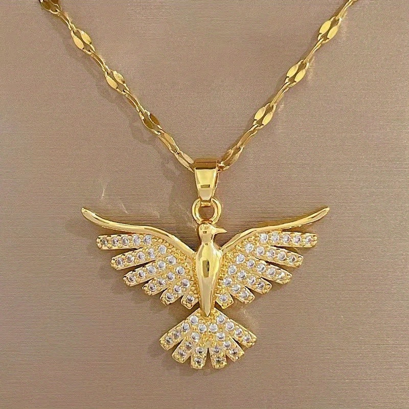 Phoenix Necklace with White Gold and Zirconia