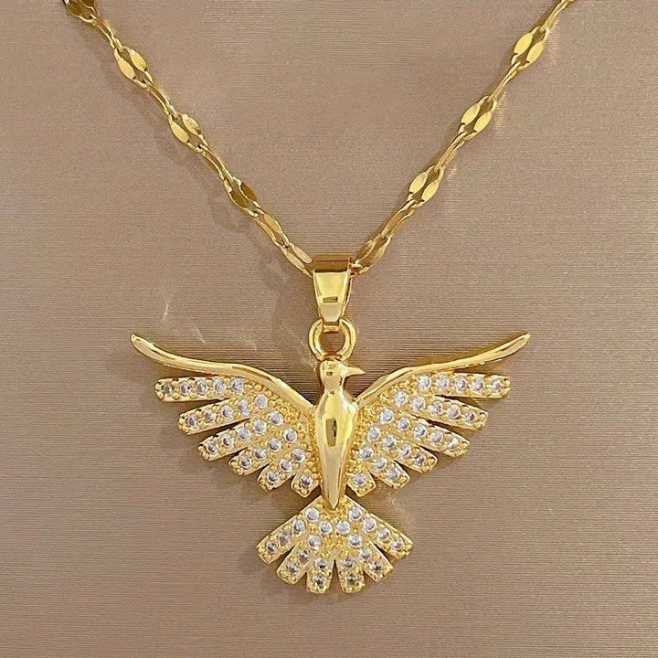 Phoenix Necklace with White Gold and Zirconia