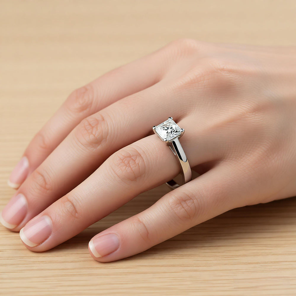Square Crystal Ring in White Gold