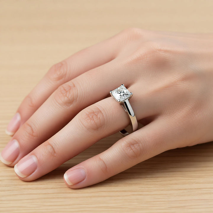 Square Crystal Ring in White Gold