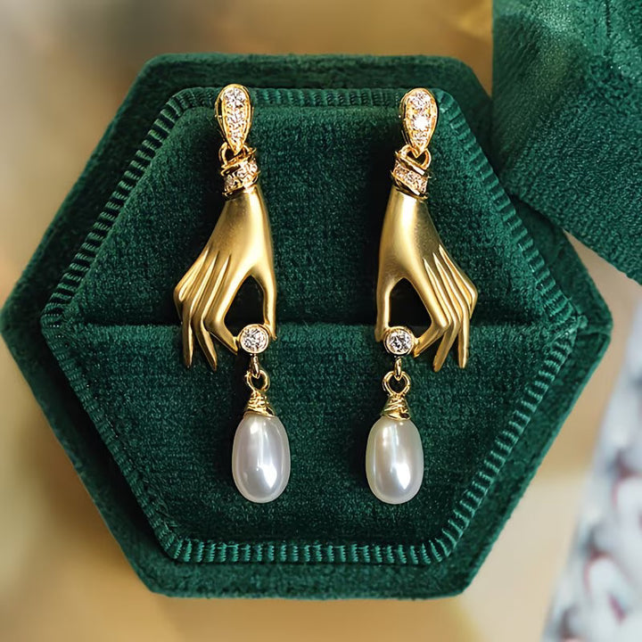Elegant Hand Pearl Earrings