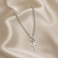 Stylish White Gold Cross Pendant Necklace
