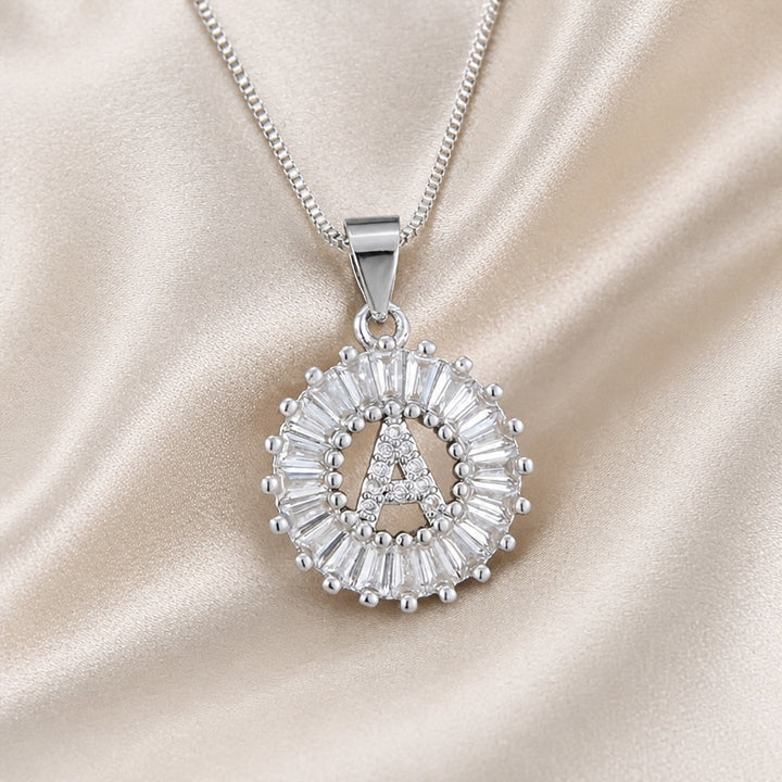 White Gold and Zirconia Initial "Z" Necklace