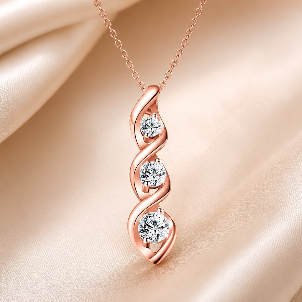 Infinity Symbol White Gold Necklace Adorned with Zirconia