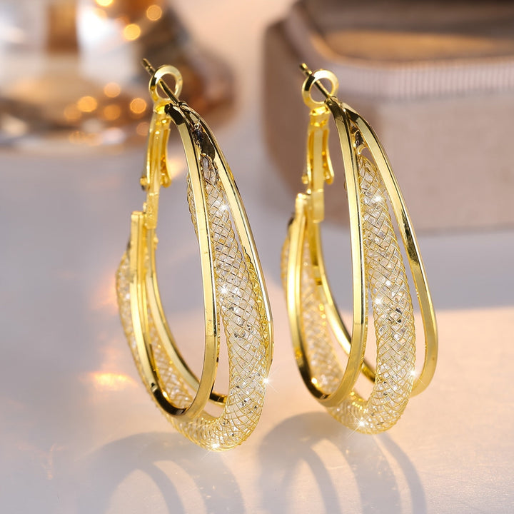 Elegant White Gold Earrings with Zirconia Mesh