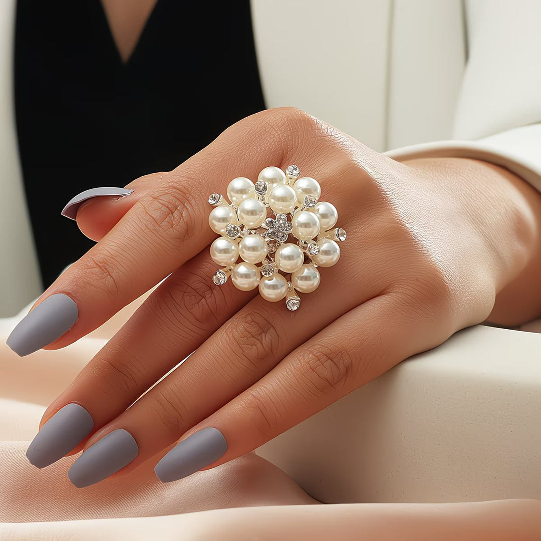 Adjustable Ring with Pearls
