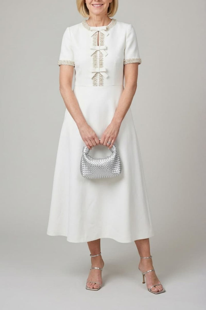 Estelle™ - Bow with Crystal Embellished Midi Dress