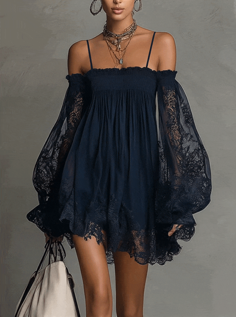 Coralína™ - Off-Shoulder Lace Mini Dress