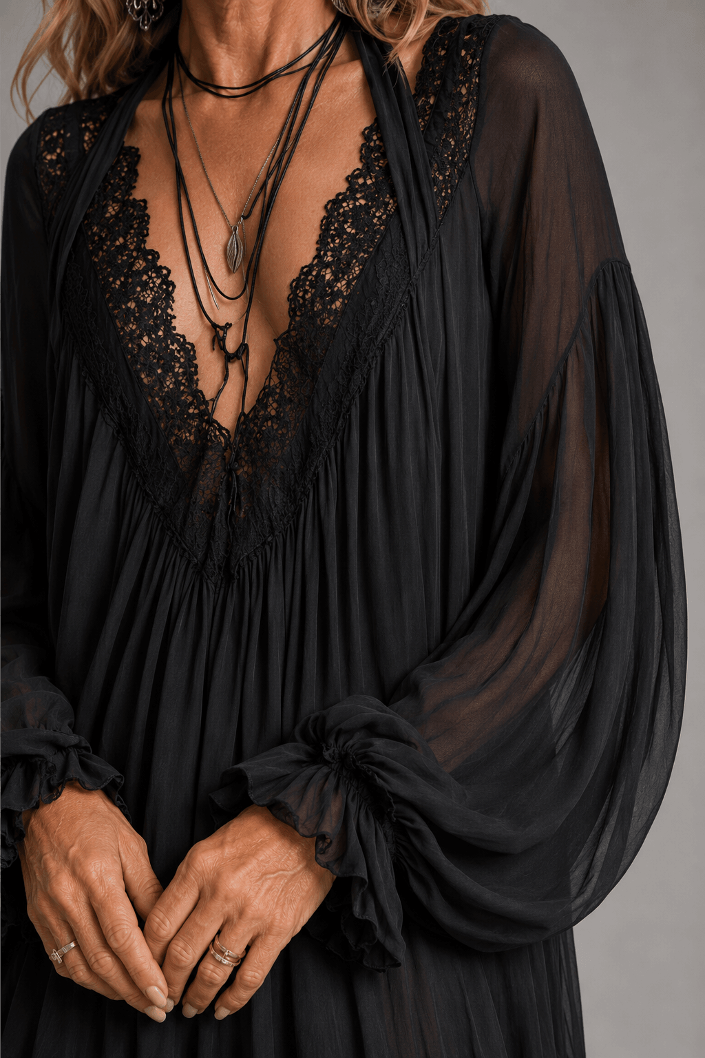 Lucia - Black Chiffon Halter Mini Dress