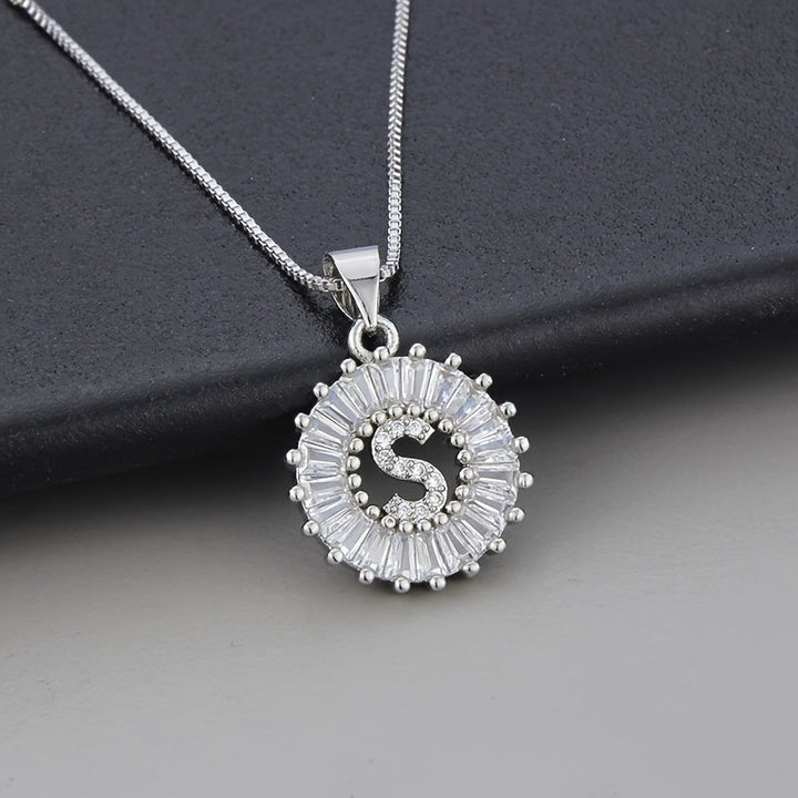 White Gold and Zirconia Initial "Z" Necklace
