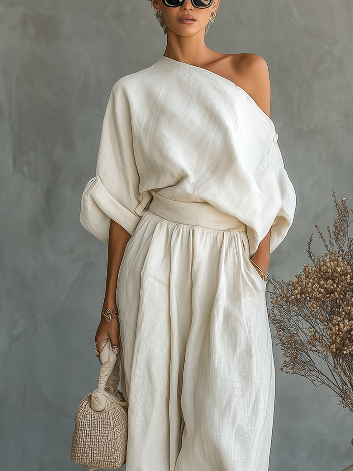 Auróra™ - Off-Shoulder Top with Tapered Pants Set