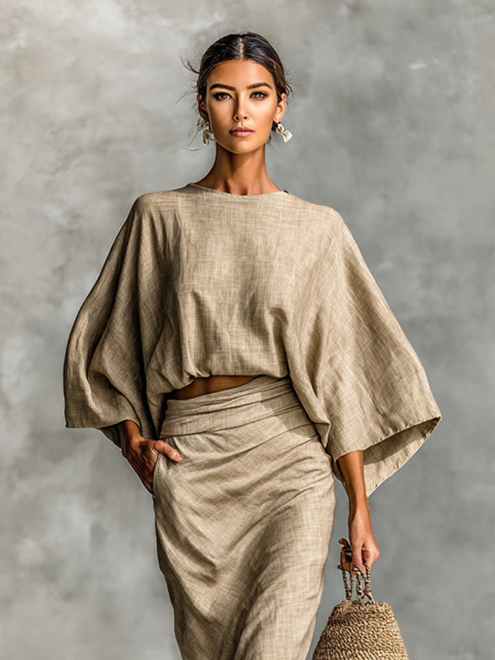 Celina™ - Batwing Top & Flowing Maxi Skirt Set
