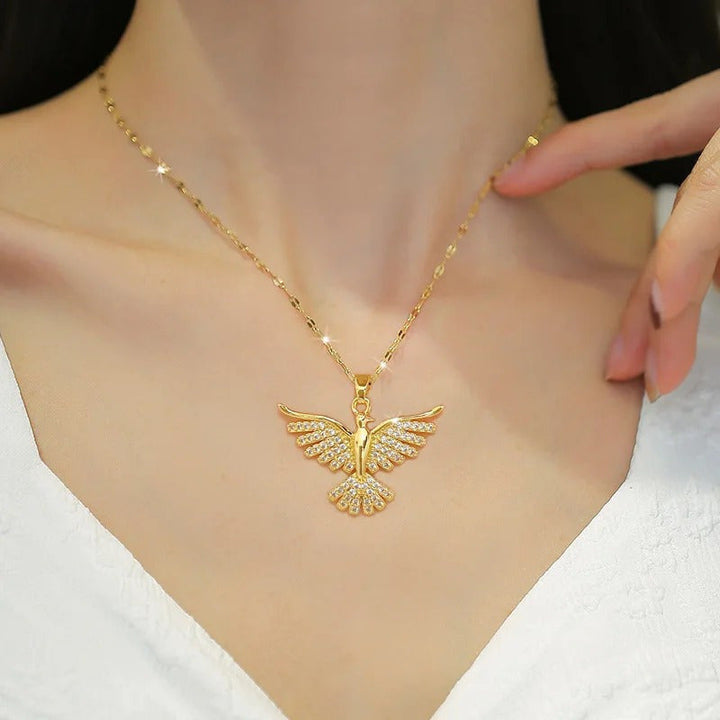 Phoenix Necklace with White Gold and Zirconia