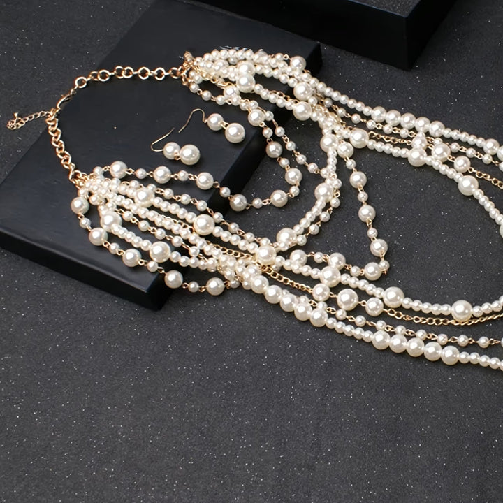 Multi-Layer Boho Pearl Statement Set