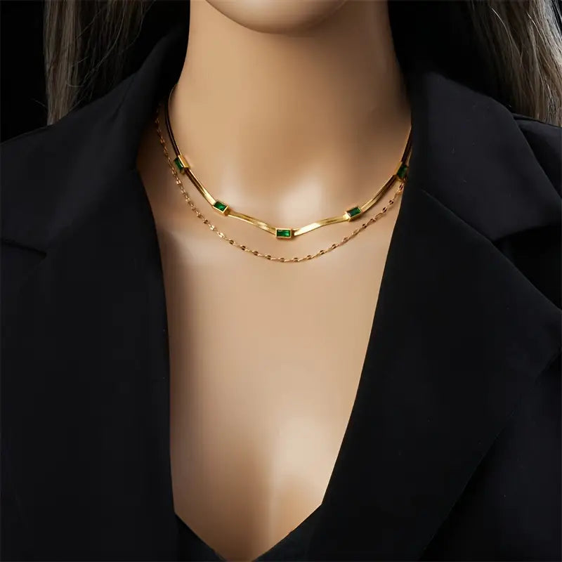Sorella™ Gemma Vintage Gold Double Layer Necklace