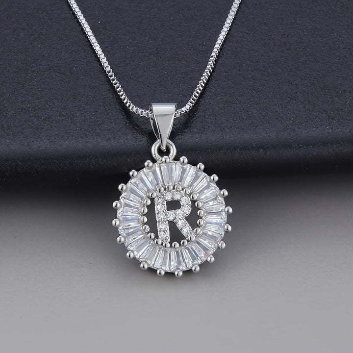 White Gold and Zirconia Initial "Z" Necklace