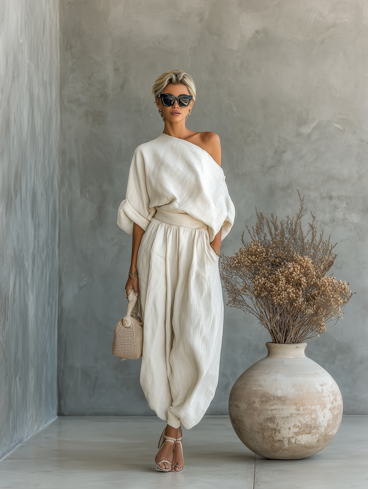 Auróra™ - Off-Shoulder Top with Tapered Pants Set