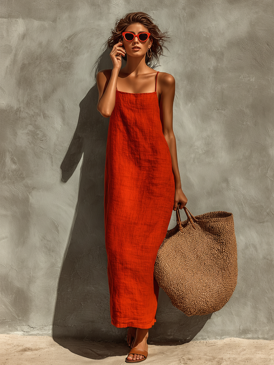 Valentina™ - Square Neck Spaghetti Strap Dress