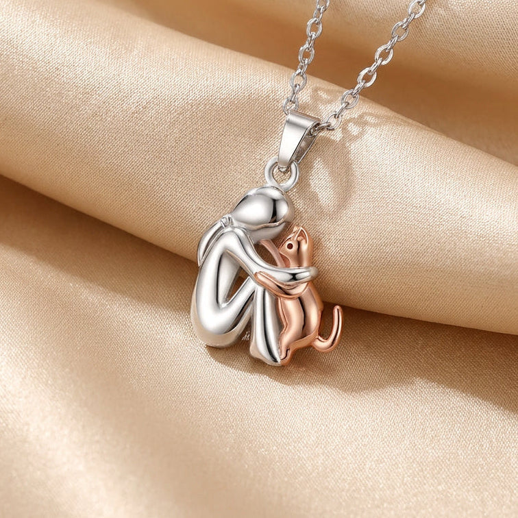 Eternal Heart Cat Pendant Necklace