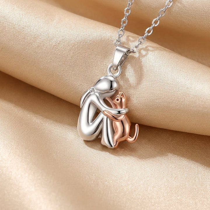 Eternal Heart Cat Pendant Necklace