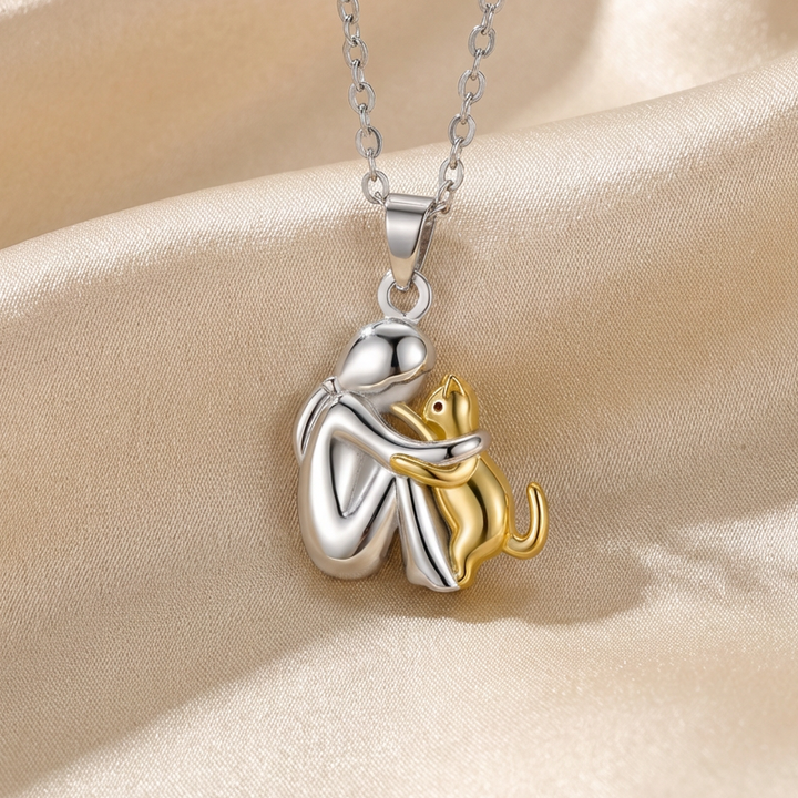 Eternal Heart Cat Pendant Necklace
