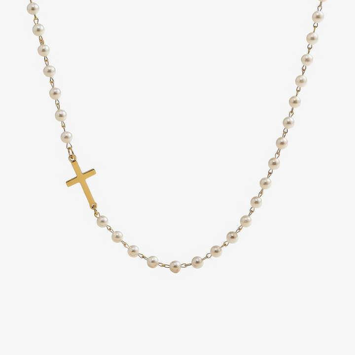 Mirabile™ - Cross Necklace Embellished with Freshwater Pearls