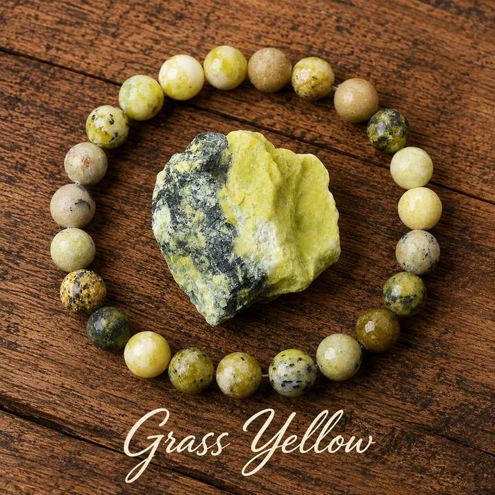 Genuine natural yellow jasper healing bracelet - yellow crystal beaded stretch bracelet