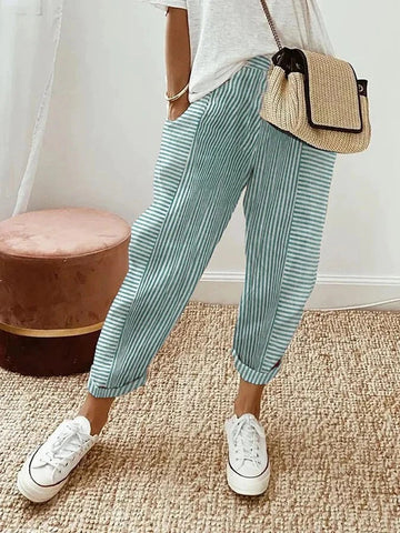 Marvaux™ - Cropped Loose-Fit Striped Pants
