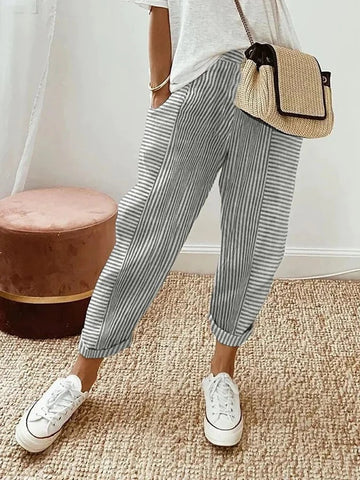 Marvaux™ - Cropped Loose-Fit Striped Pants