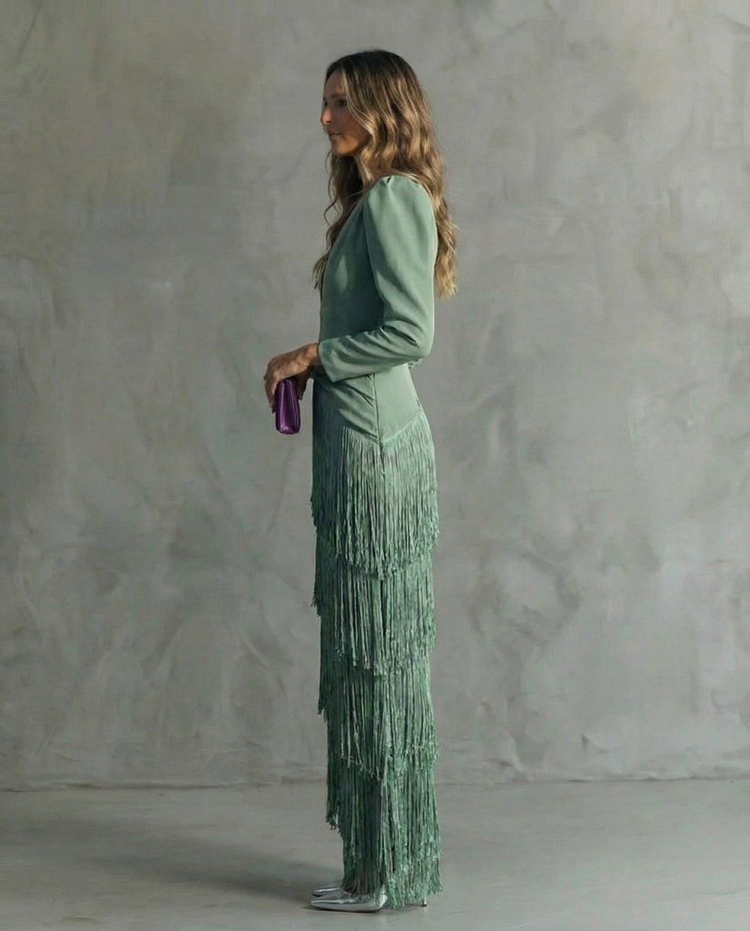 Cora™ | Elegant midi dress with fringe sleeves