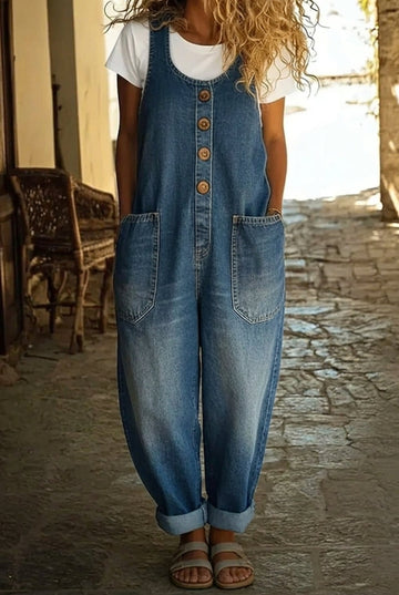 Zoé™ - Button-Up Denim Overalls