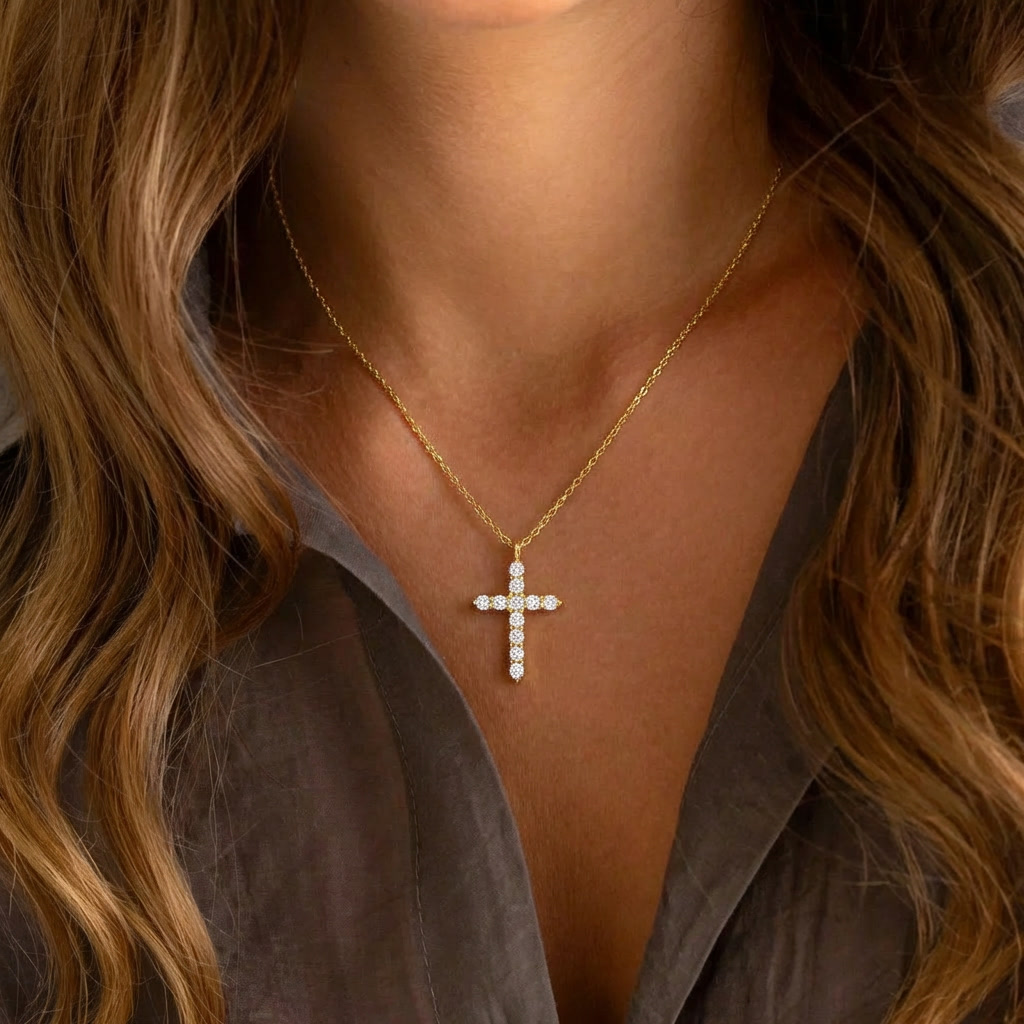 Gloria™ - Elegant Crystal Cross Pendant Necklace