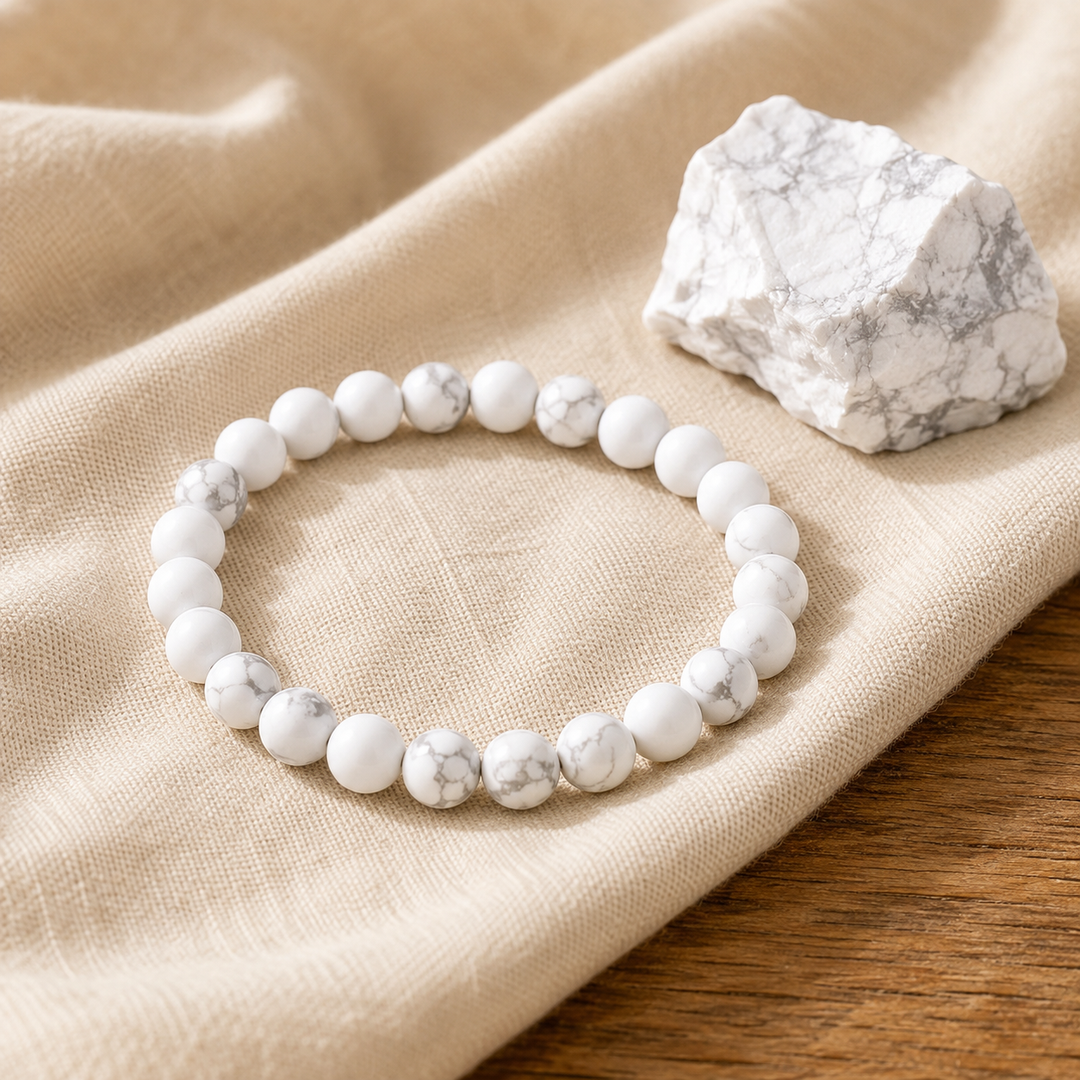 Howlite bracelet stacked as a complete healing crystal set
