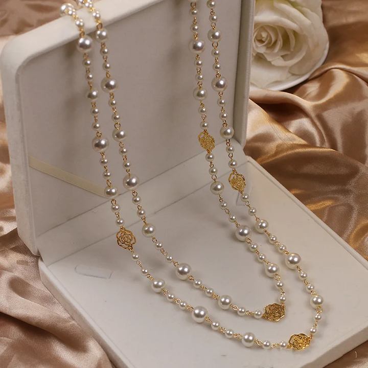 Elegant Necklace with Golden Pearls