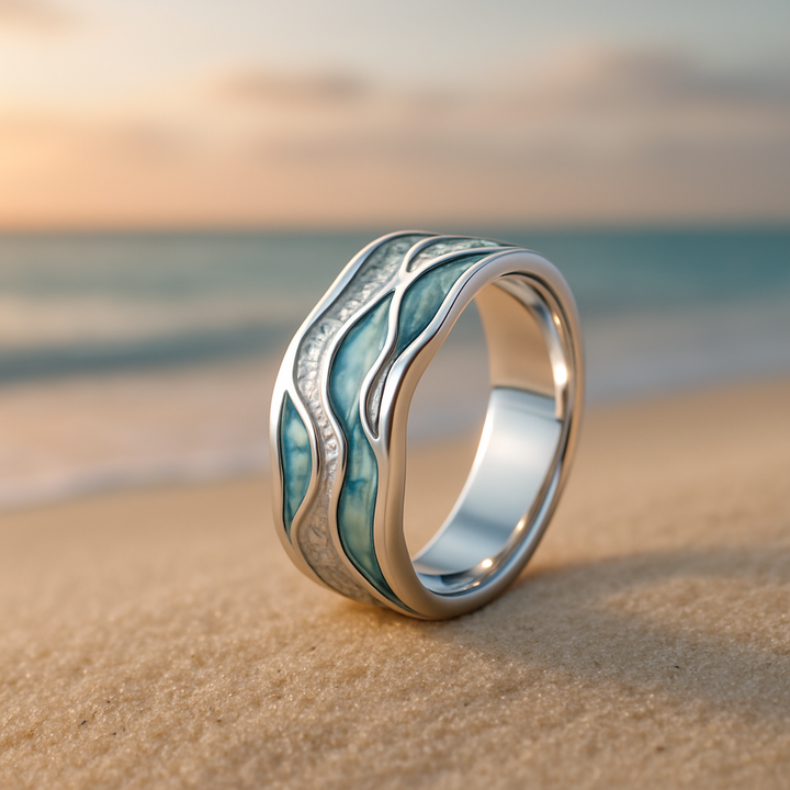 Opal™ - Turquoise Silvered Waves Ring
